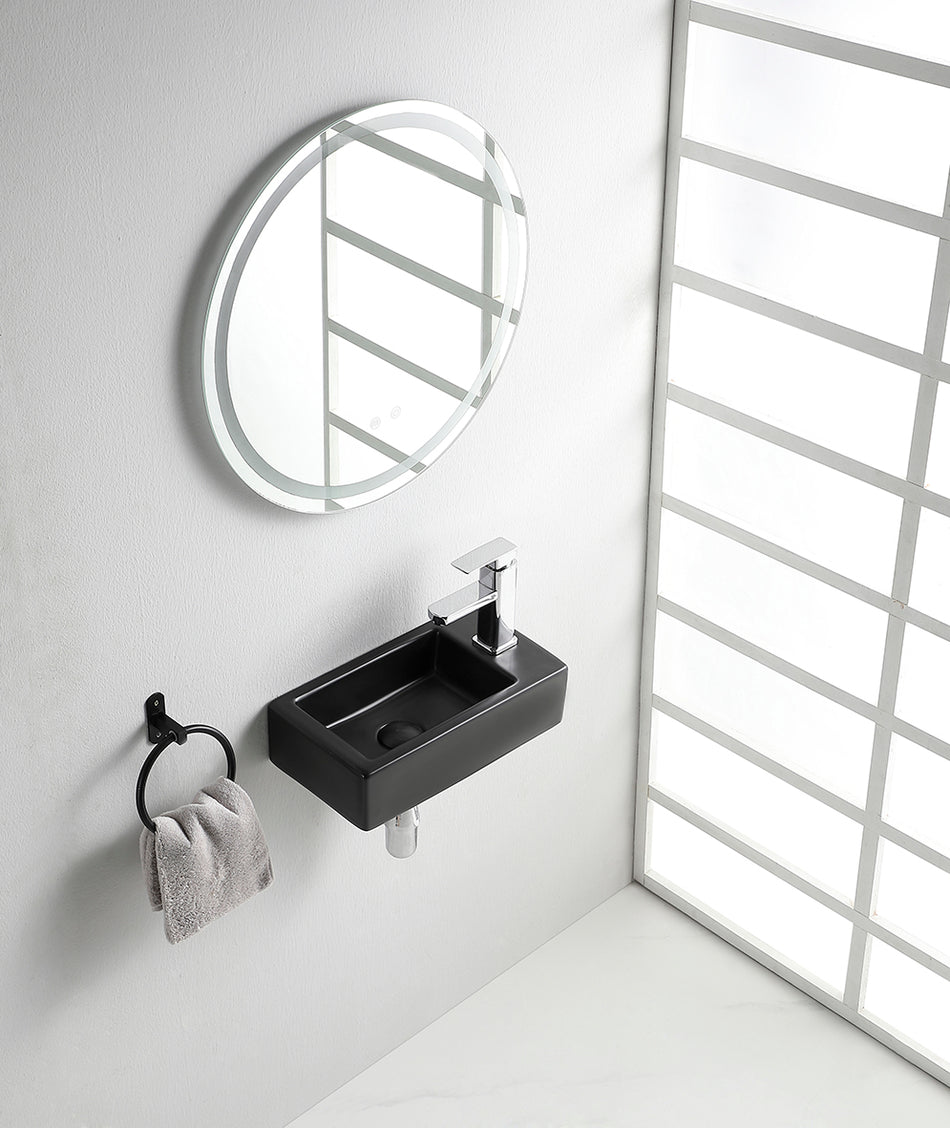 Rhea M fontein rechts - 40 x 22 x 11 cm - Keramiek - Mat zwart