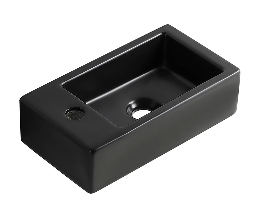 Rhea M fontein links - 40 x 22 x 11 cm - Keramiek - Mat zwart