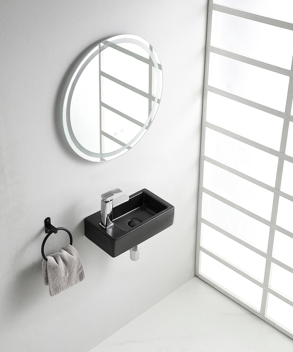 Rhea M fontein links - 40 x 22 x 11 cm - Keramiek - Mat zwart
