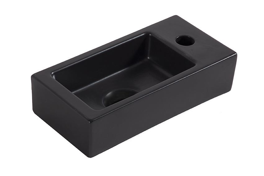 Rhea S mini fontein rechts - 36,5 x 18 x 9 cm - Keramiek mat zwart