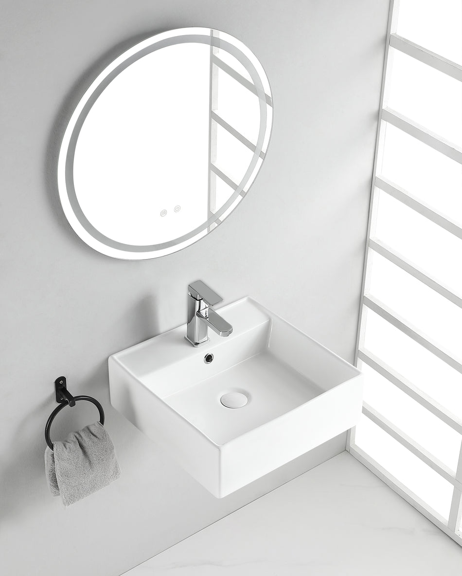 Larx waskom 38,5 x 38,5 x 13 cm - keramiek - glans wit