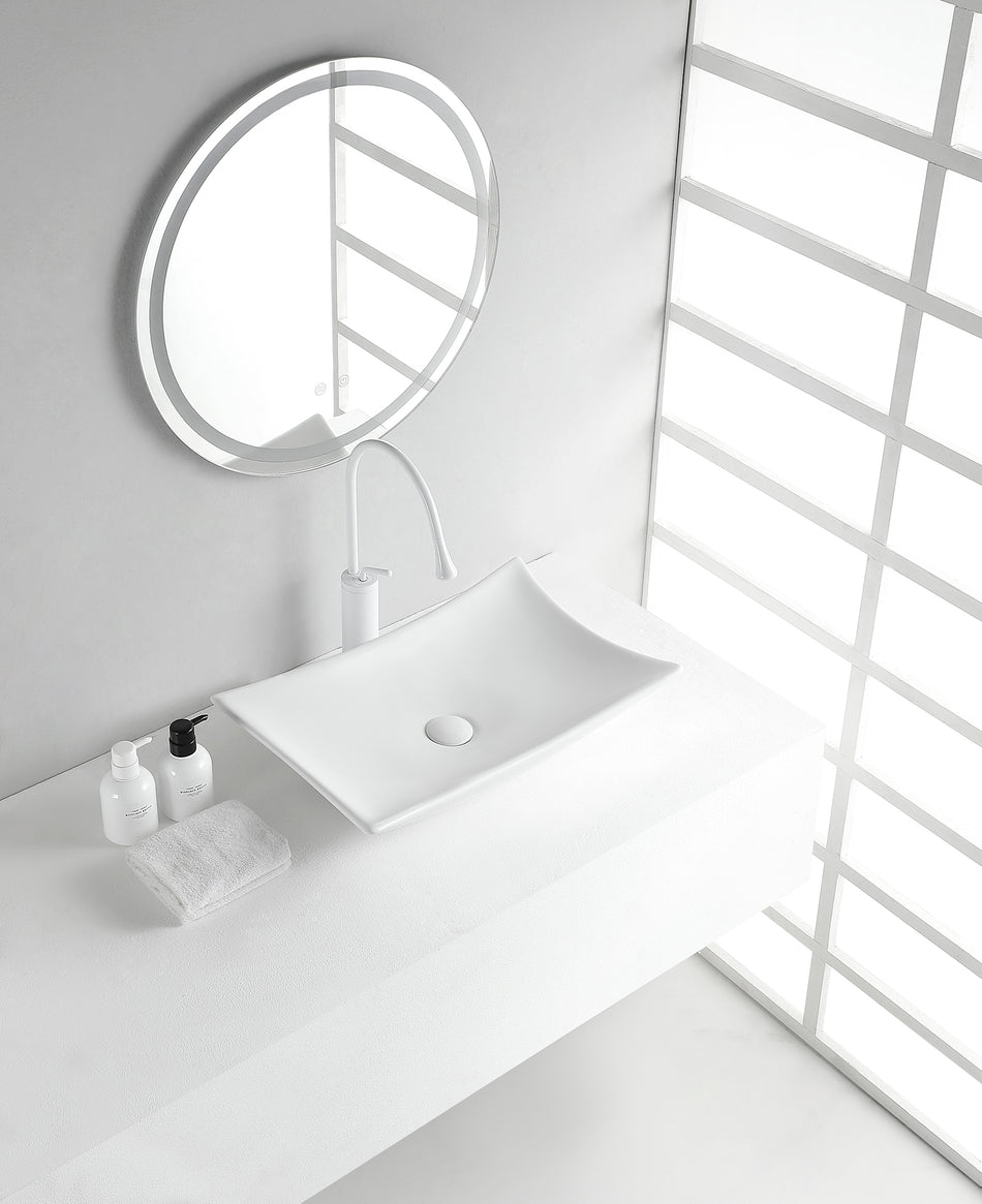 Scala waskom rechthoekig 56 x 37 x 10,5 cm - keramiek - glans wit