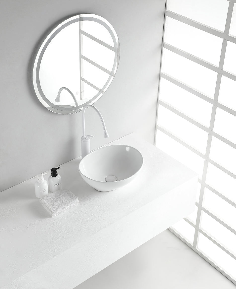 Barco waskom ovaal 40 x 33 x 14,5 cm - keramiek - glans wit