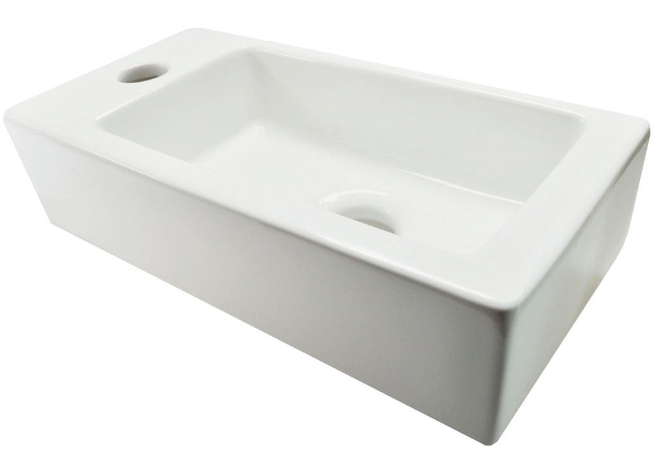 Rhea S mini fontein links - 36,5 x 18 x 9 cm - Keramiek glans wit