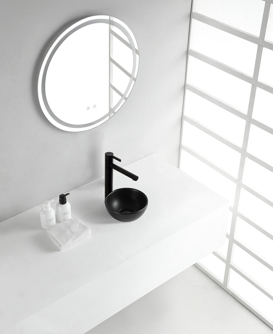 Consilio waskom rond 20 x 9 cm - keramiek - mat zwart