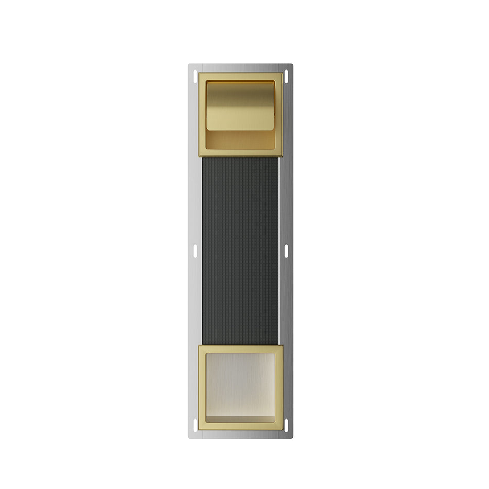 Rocko toiletrolhouder met klep en reserverolhouder inbouw geborsteld messing