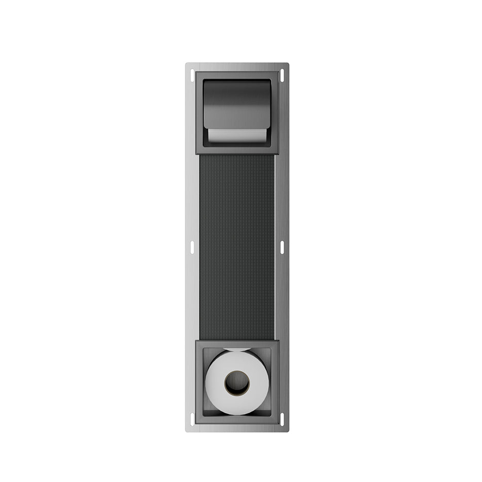 Rocko toiletrolhouder met klep en reserverolhouder inbouw gunmetal