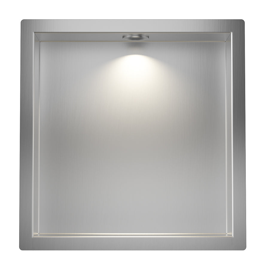 Demis inbouwnis met LED 30 x 30 x 7 cm - RVS