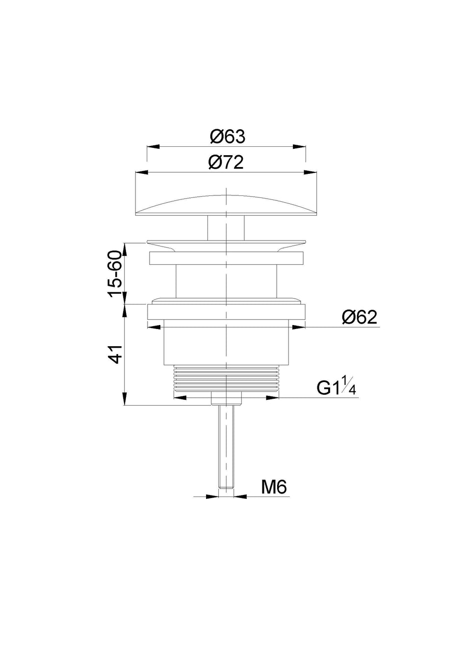 UniMatch open afvoerplug 5/4''chroom
