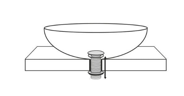 UniMatch open afvoerplug verlengd 5/4" mat zwart