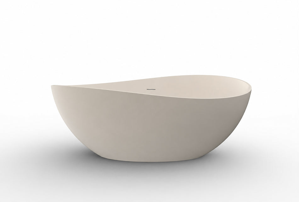 Vrijstaand ligbad 160 x 95 cm solid surface beige