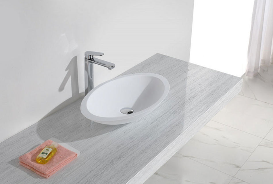 Kim waskom ovaal 59 x 35 x 11 cm - solid surface - mat wit