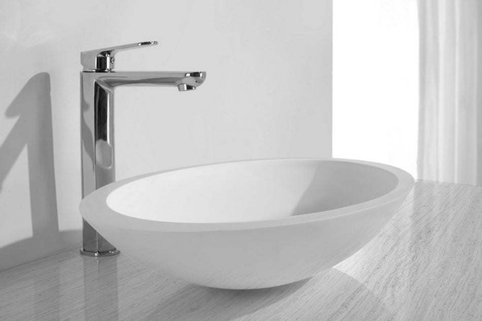 Kim waskom ovaal 59 x 35 x 11 cm - solid surface - mat wit