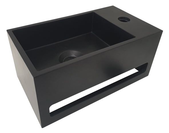 Julia fontein rechts - 35 x 20 x 16 cm - Solid surface mat zwart