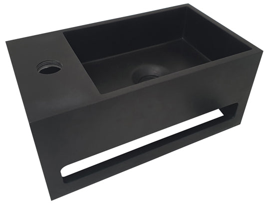 Julia fontein links - 35 x 20 x 16 cm - Solid surface mat zwart