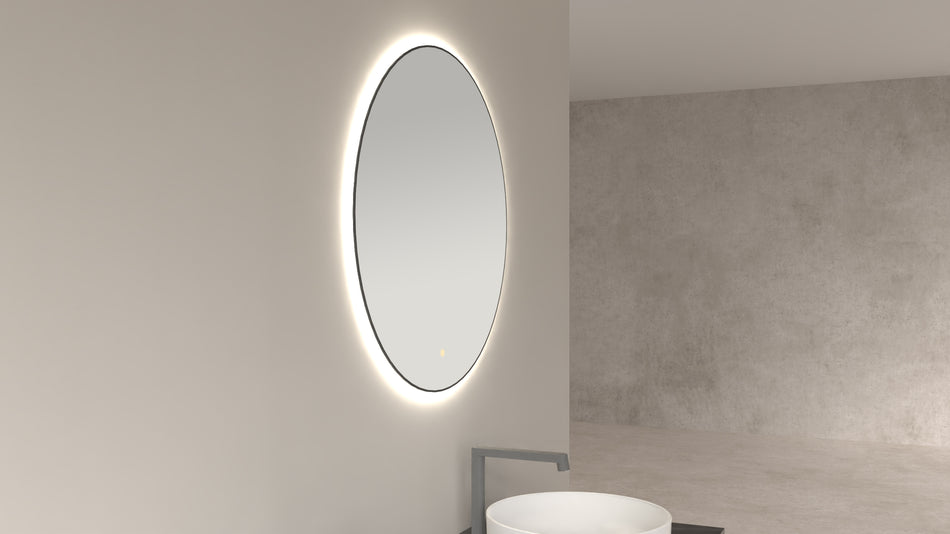 Novi spiegel rond met LED, dimbaar - 60 cm - mat zwart