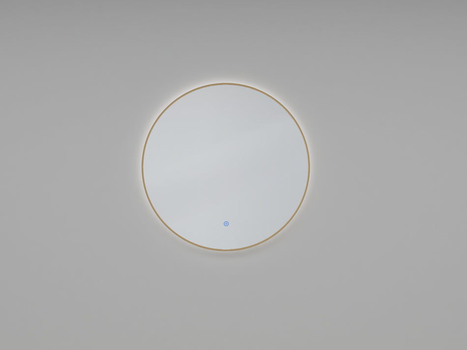 Novi spiegel rond met LED, dimbaar - 60 cm - geborsteld messing