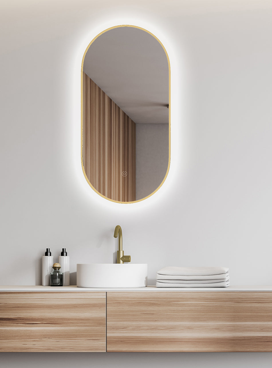 Nomi spiegel met lijst ovaal - 50 x 100 cm - goud