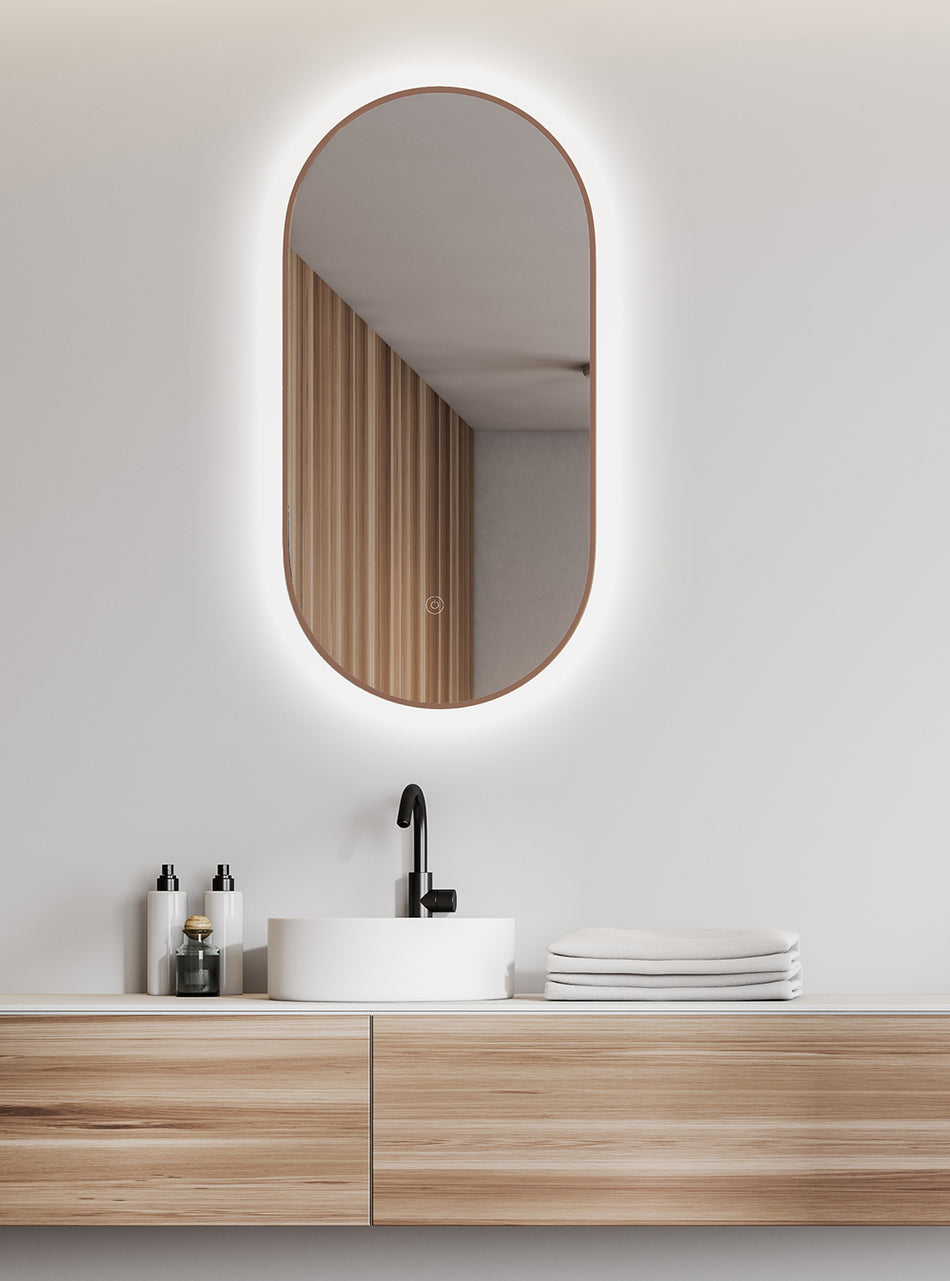 Nomi spiegel met lijst ovaal - 50x100 - geborsteld brons koper