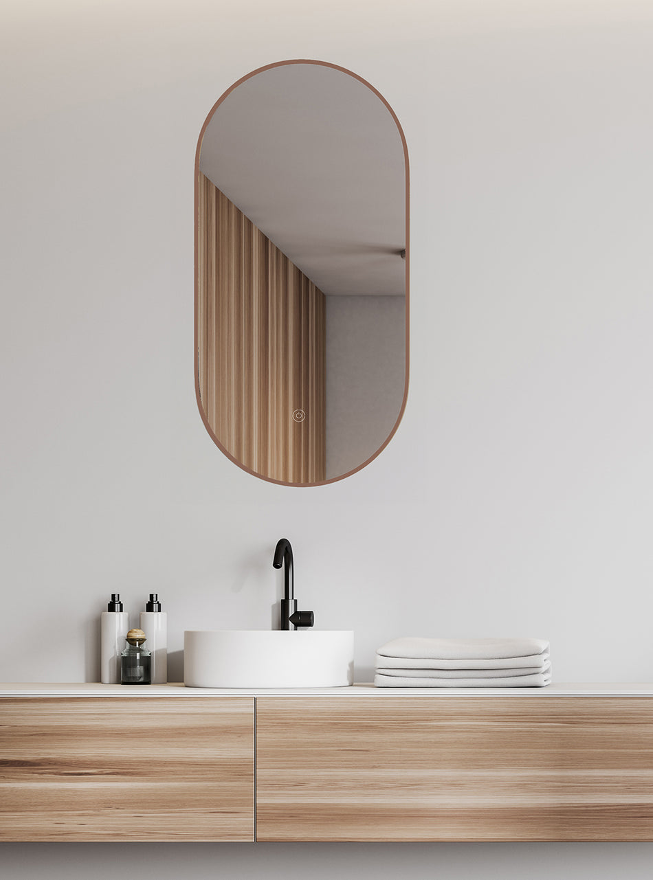 Nomi spiegel met lijst ovaal - 50x100 - geborsteld brons koper