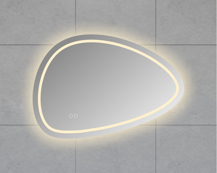 spiegel organisch met LED, dimbaar en spiegelverwarming 80 x 55 cm
