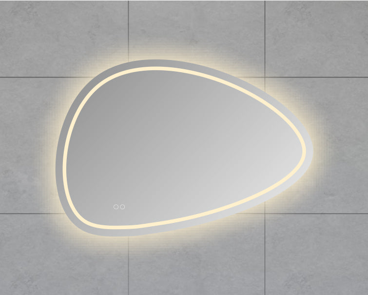 spiegel organisch met LED, dimbaar en spiegelverwarming 100 x 69 cm