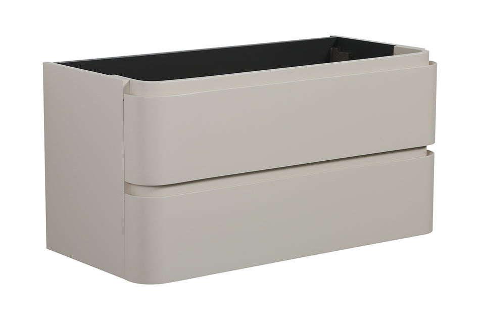 Novira onderkast afgeronde hoeken met 2 laden 1 uitsparing 100 x 48 cm mat zand