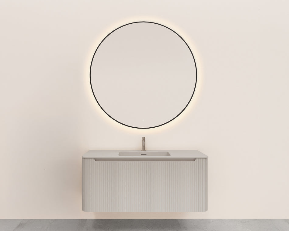 Sulora onderkast afgeronde hoeken geribbeld met 1 lade 1 uitsparing 80 x 48 cm mat beige