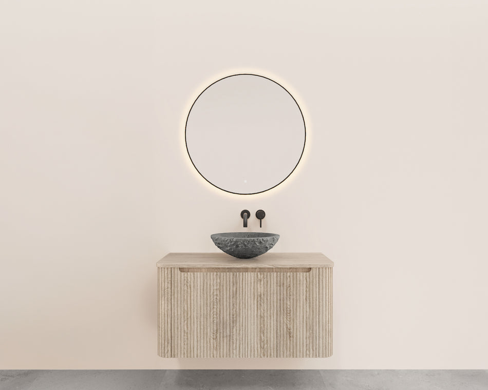 Sulora onderkast afgeronde hoeken geribbeld met 1 lade 1 uitsparing 80 x 48 cm licht eiken
