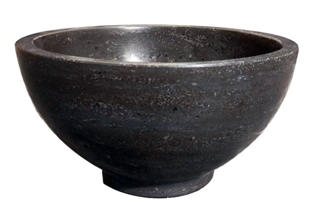 Raw waskom rond 20x11 cm - hardsteen - gezoet