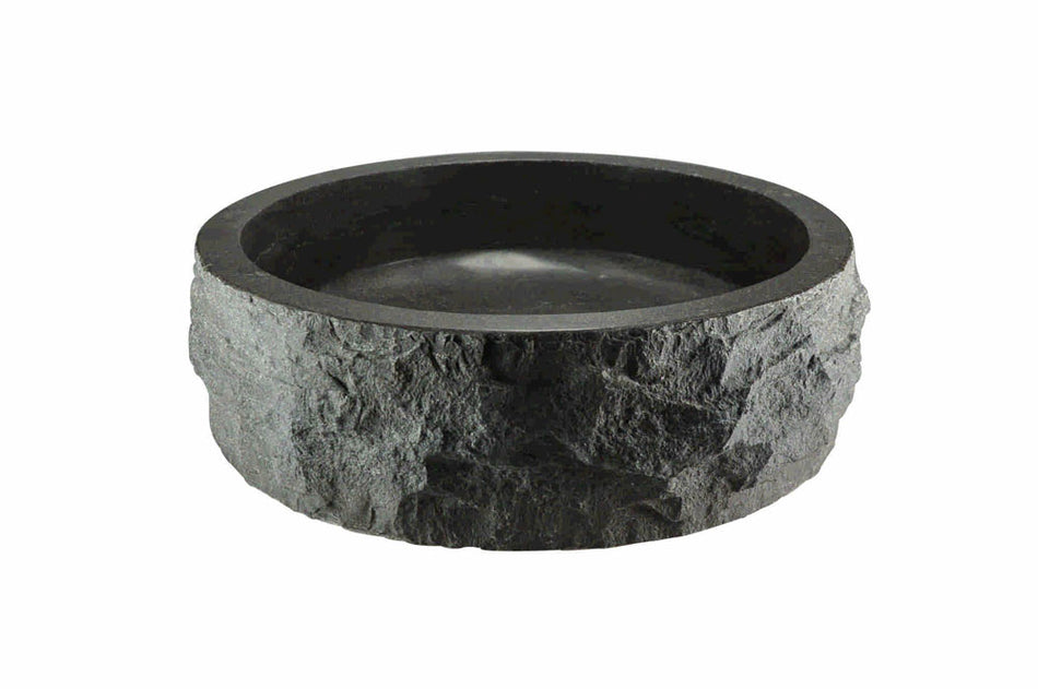 Raw waskom rond hamerslag 40x12 cm - hardsteen - gezoet
