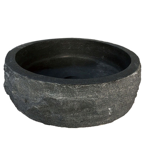 Raw waskom rond hamerslag 40x12 cm - hardsteen - gezoet