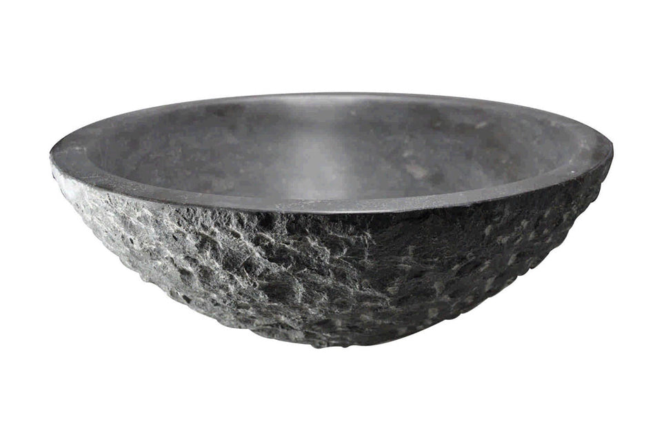 Raw waskom rond hamerslag 42x14 cm - hardsteen - gezoet