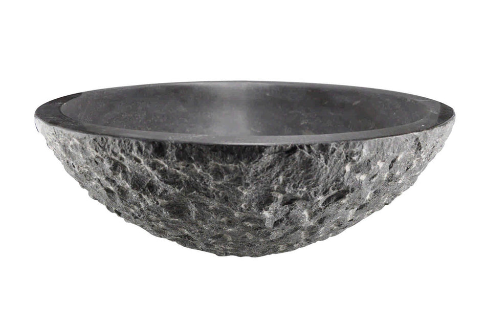 Raw waskom rond hamerslag 42x14 cm - hardsteen - gezoet