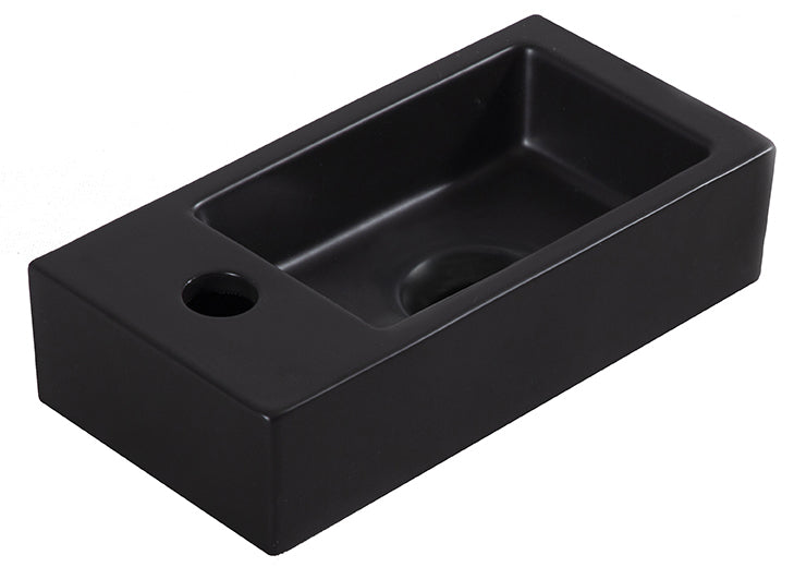 Fontein SET Rhea S mini - Fontein links - Kraan, sifon en afvoerplug - Mat zwart