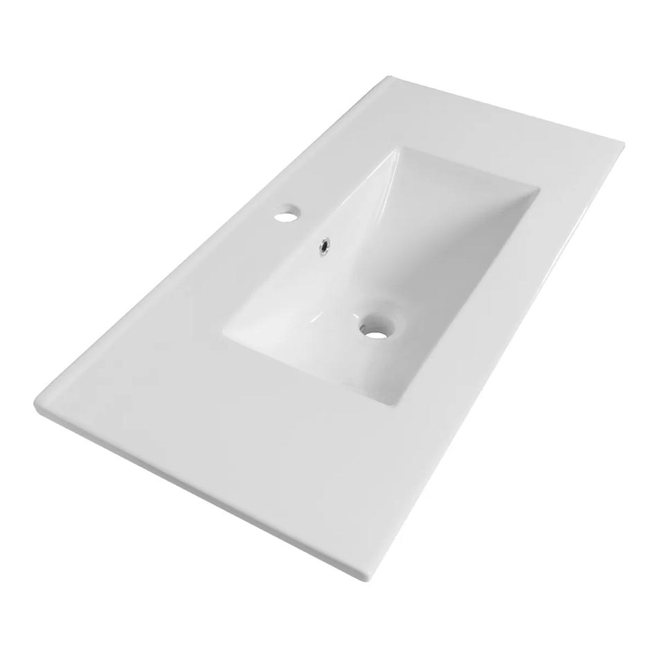 BRAUER Frost wastafel 80x46cm - 1 wasbak - 1 kraangat - keramiek - hoogglans wit