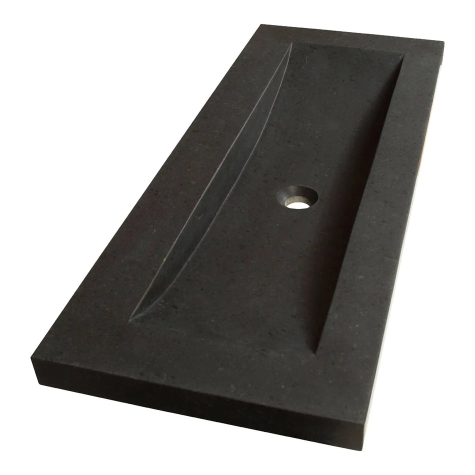 BRAUER Magma wastafel 100x46cm - 1 wasbak - 0 t/m 2 kraangat - natuursteen basalt - antraciet