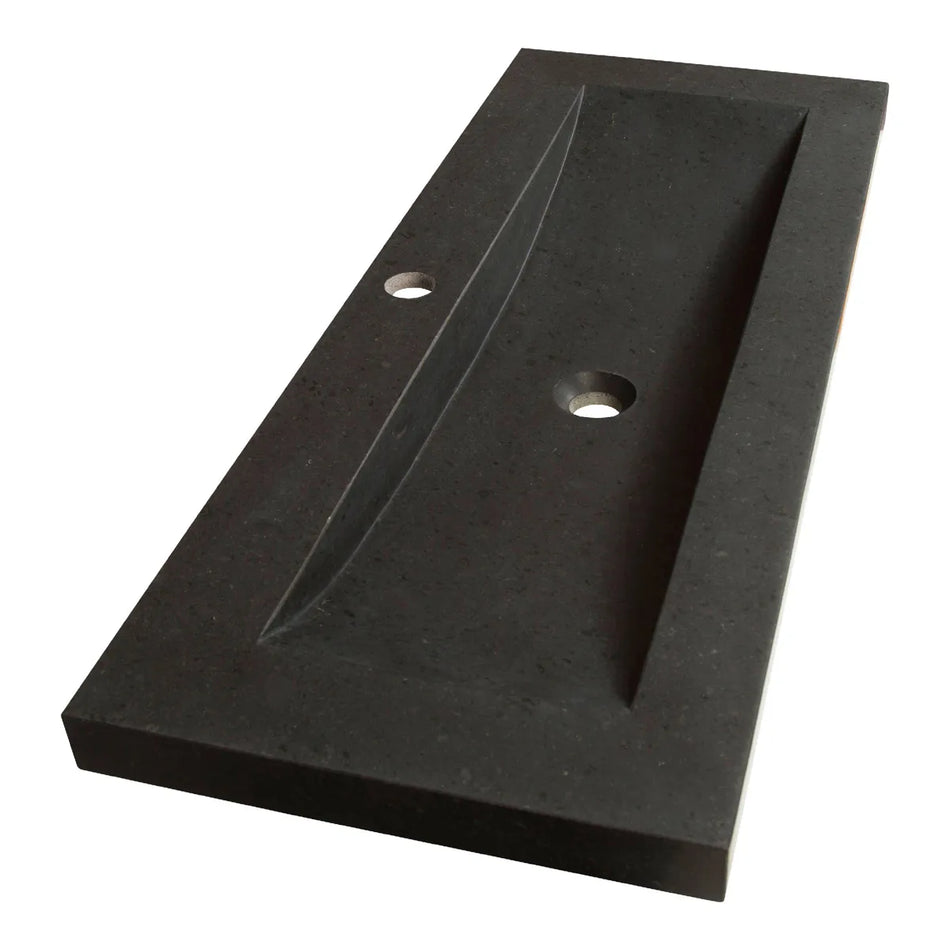 BRAUER Magma wastafel 100x46cm - 1 wasbak - 0 t/m 2 kraangat - natuursteen basalt - antraciet