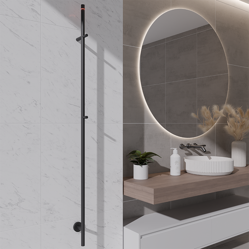 Callista elektrische staafhanddoekradiator 60 Watt 150 cm - mat zwart