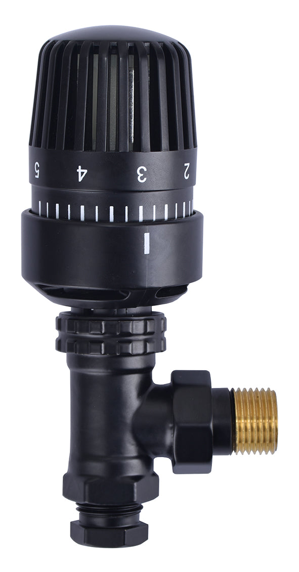 thermostatische radiatorventiel 1/2''x15mm haaks - mat zwart