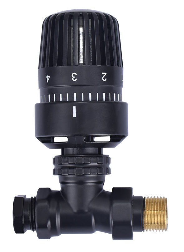 Thermostatische radiatorventiel 1/2''x15mm recht - mat zwart