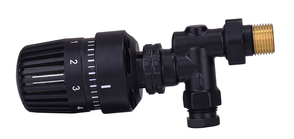Thermostatische radiatorventiel 1/2''x15mm axiaal - mat zwart