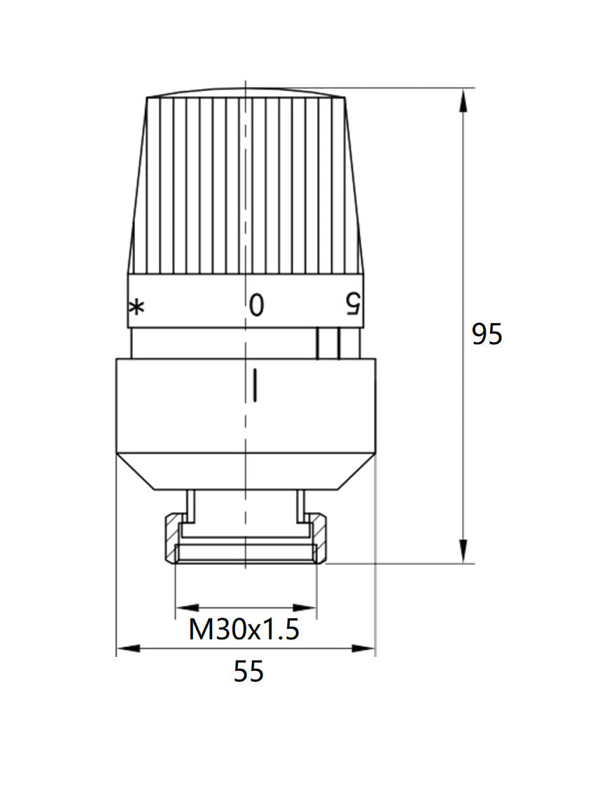 Thermostatische radiatorventiel 1/2''x15mm axiaal - mat zwart