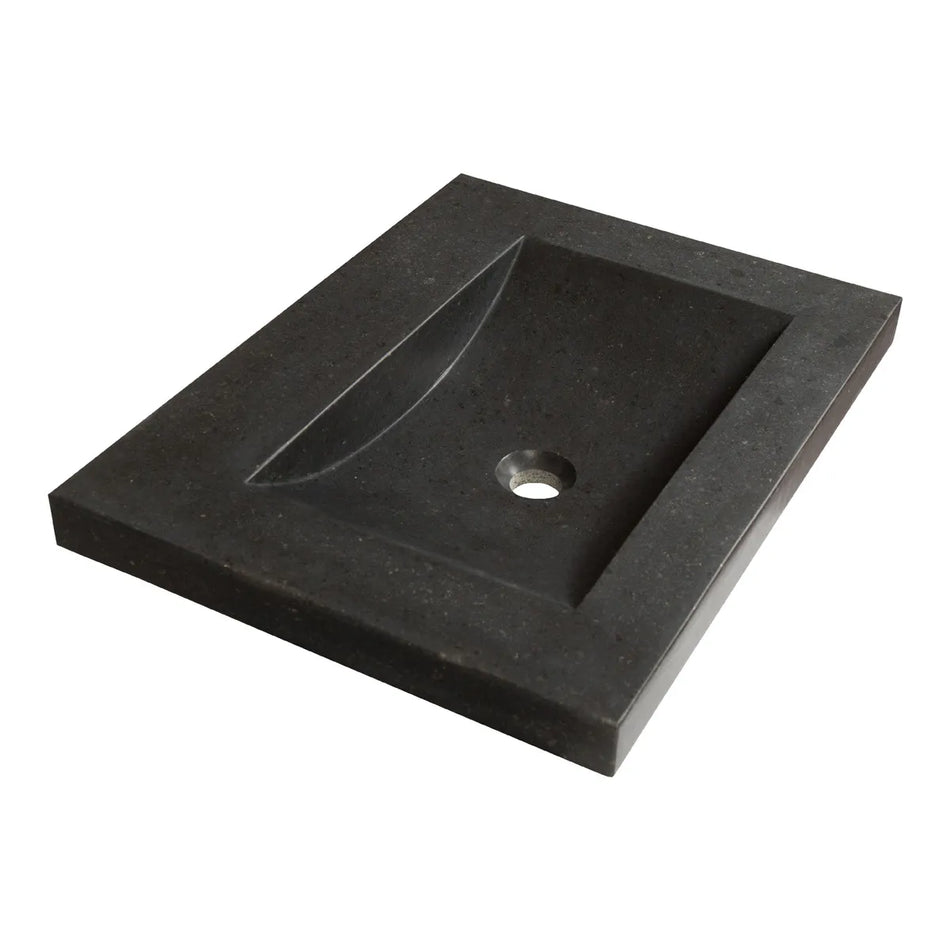 BRAUER Magma wastafel 60x46cm - 1 wasbak - 0 of 1 kraangat - natuursteen basalt - antraciet