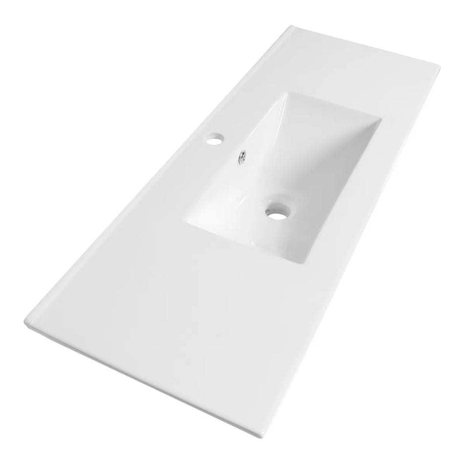 BRAUER Frost wastafel 100x46cm - 1 wasbak - 1 kraangat - keramiek - hoogglans wit