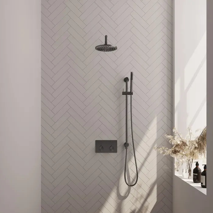 Brauer thermostatische inbouw regendouche met drukknoppen - edition, carving of stripe - in verschilleden kleuren - met glijstang - met gebogen muurarm