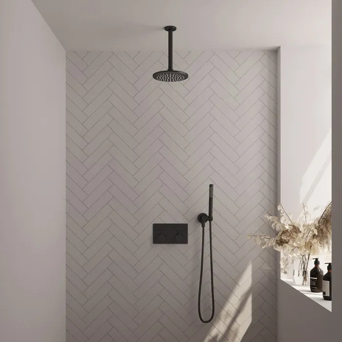 Brauer thermostatische inbouw regendouche met drukknoppen - edition, carving of stripe - verschillende kleuren - met plafondarm