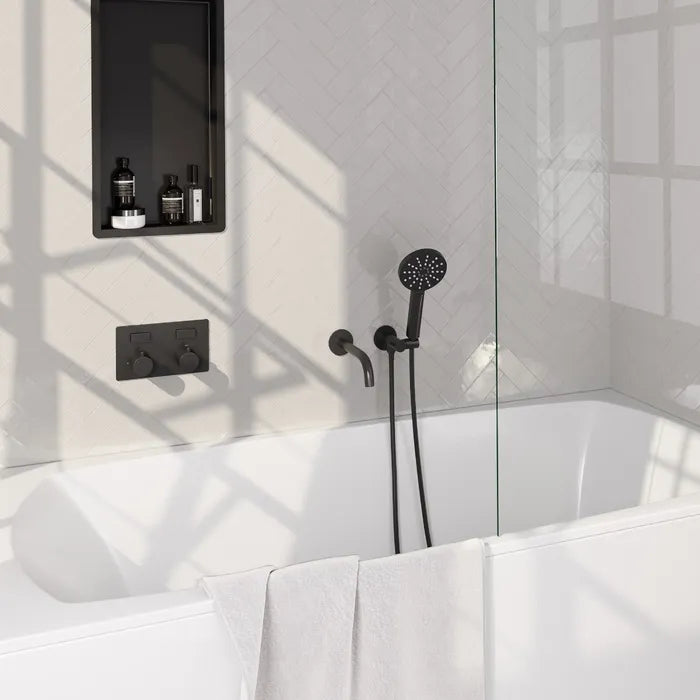 Brauer carving thermostatische inbouw badkraan met uitloop - 2 knoppen - verkrijgbaar in 6 kleuren