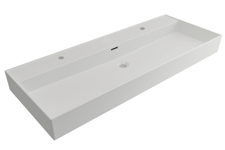 Plieger Kansas wastafel met 2 kraangaten met overloop