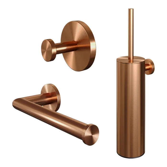 Brauer toilet 3 delig SET geborsteld koper